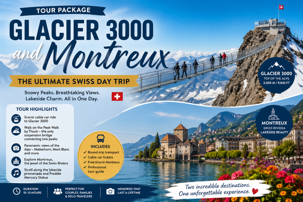 Glacier 3000 and Montreux: The Ultimate Swiss Day Trip