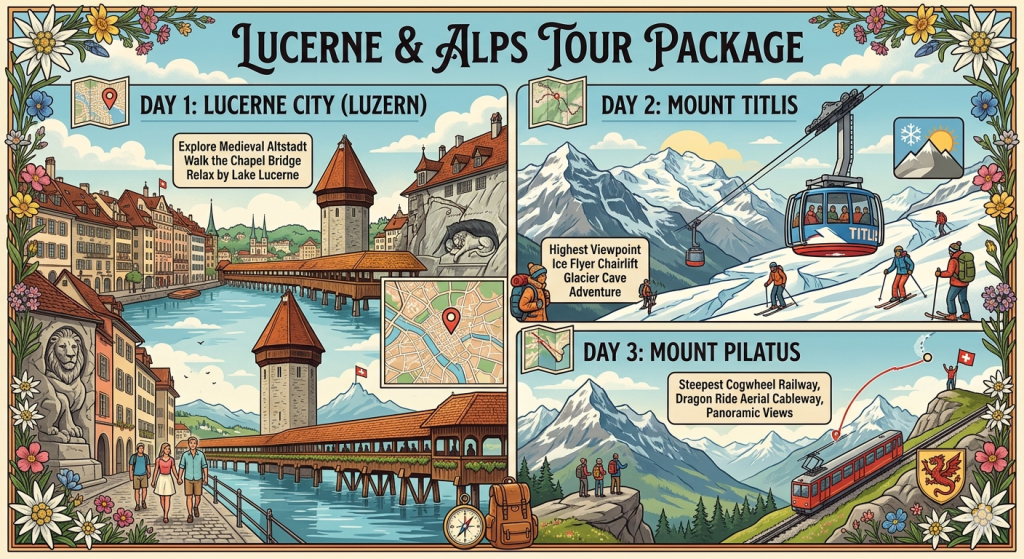 Lucerne Titlis and Pilatus Tour